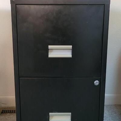 Lot 43: Black 2 Drawer Metal File Cabinet #2