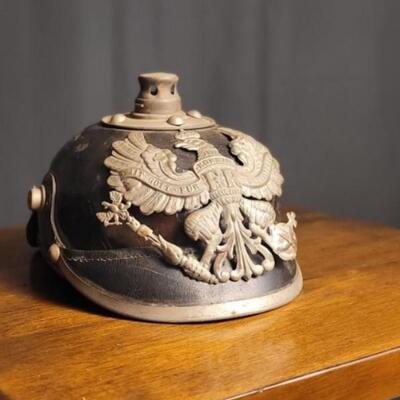 Lot 90: Antique WWI German Prussian Officer Spike Helmet Pickelhaube Casque