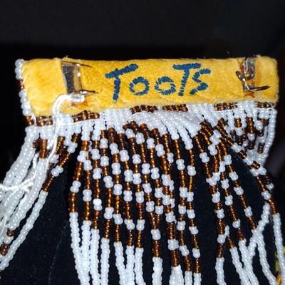 Native Handmade beaded leather Hair Clip