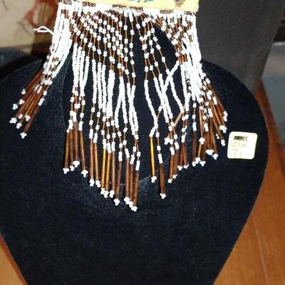 Native Handmade beaded leather Hair Clip