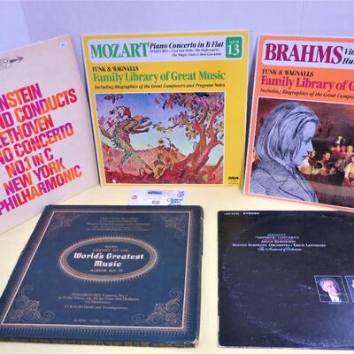 Vintage Classical Music LP Vinyl Records LOT (5) Tchaikovsky Mozart Beethoven Piano Violin Concerto Albums