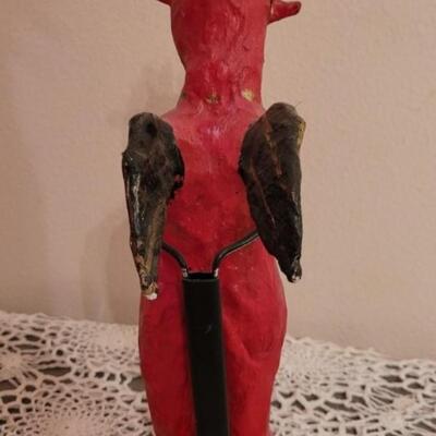 Lot 117: Vintage Mexican Folk Art- Paper Mache Devil & Wood Pull Toy Pig