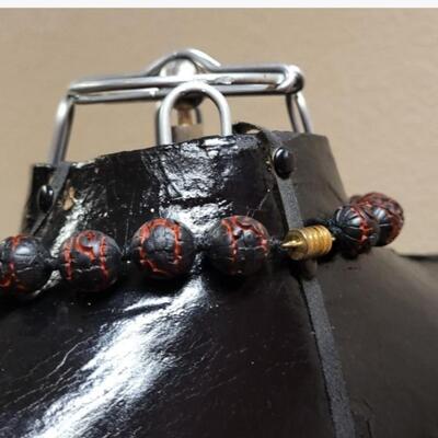 Lot 118: Vintage Chinese Black & Red Carved Cinnabar Necklace