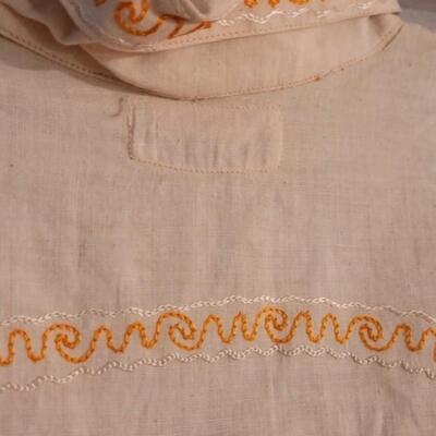 Lot 120: Vintage Child's Mexican Embroidered Shirt and White Leather Boots