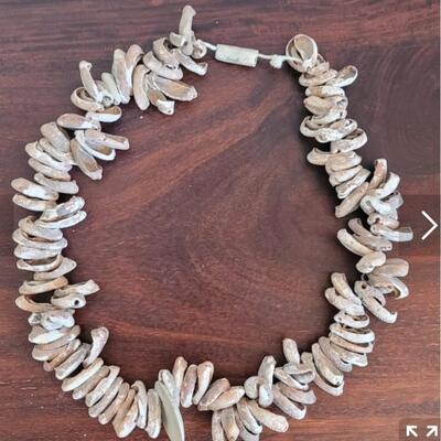 Lot 125: Pre-Columbian Fossilized Shell Necklace and Stone Bead Necklace
