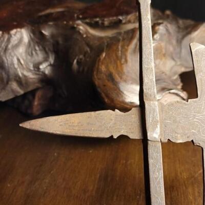 Lot 126:Middle Eastern All-Metal Axe with Chased Axe Head