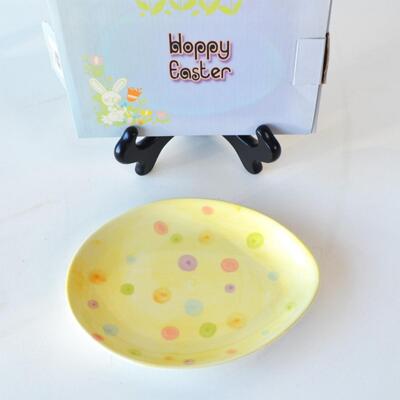 Spring / Easter Decor Lot of 3 - Colored Easter Egg Plate, Candy Dish and Jar Candle Shade