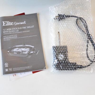 Elite Gourmet Electric Skillet - 12" Non-Stick with Glass Lid