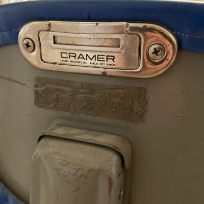 Vintage Cramer Industries Swivel Office Chair Blue Vinyl