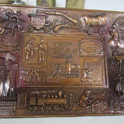 Mixed Lot of Metal Decorative Items, Nice Copper Tray, Brass Napkin Ring and Toothpicks