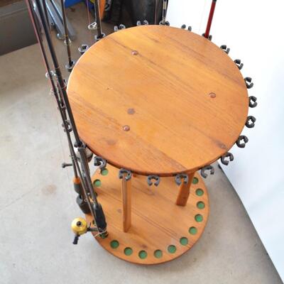 Fishing Pole Holder with 6 Rods and 5 Reels
