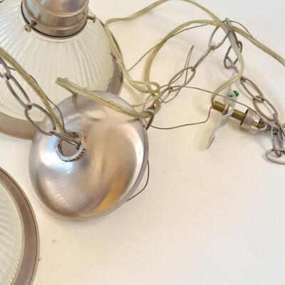 Hampton Bay 5-Light Chandelier - Brushed Nickel - Frosted Ribbed Glass Shades