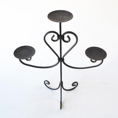 Metal Candle Stand For 3 Pillar Candles - Heart Design Home Decor