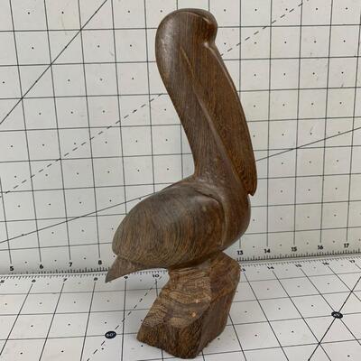 #45 Wood Pelican Bird Carving