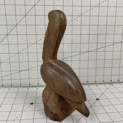 #45 Wood Pelican Bird Carving