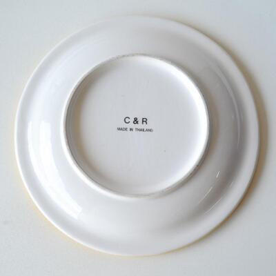 Set of 4 Decorative Plates - Ceramic - Yellow with Watercolor Vegetables