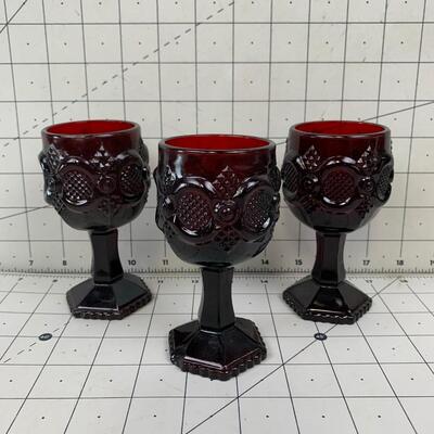 #57 Avon Vintage Cape Cod Ruby Red Glass Stemmed Goblets