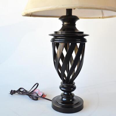 Table Lamp Dark Brown Jar Twist Base with Tan Shade