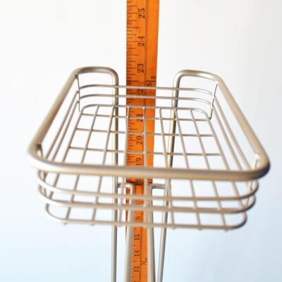 Toilet Paper Storage Floor Stand - Satin Silver Metal 23" Tall