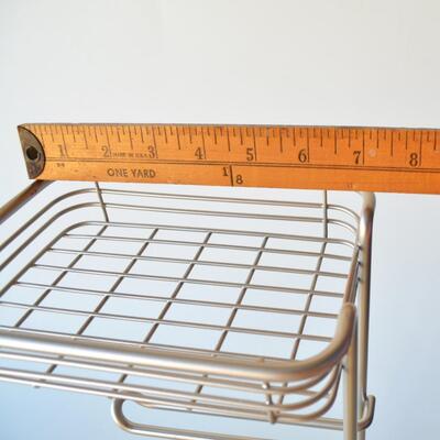 Toilet Paper Storage Floor Stand - Satin Silver Metal 23" Tall