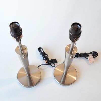 Urban Outfitters Silver Metal Table Lamps - Set of 2 - No Shades
