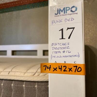 White Bunk Bed - Matches Dresser in Lot #16