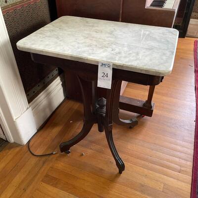 Eastlake Occasional / Parlor Table with Marble Top and Casters
