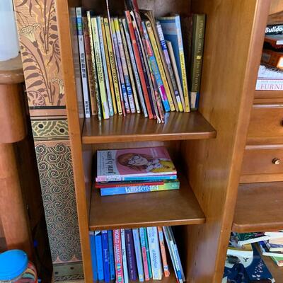Vintage Bookcase with 4 Drawers.  Included Children's Books