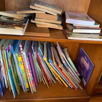 Vintage Bookcase with 4 Drawers.  Included Children's Books