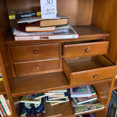 Vintage Bookcase with 4 Drawers.  Included Children's Books