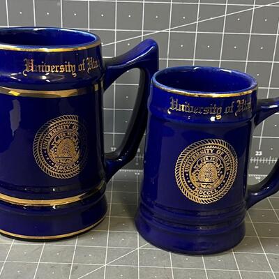 2 Blue U of U Vintage Beer Mugs 