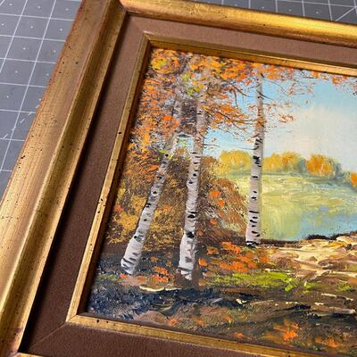 Original Oil Painting , Landscape with aspens 