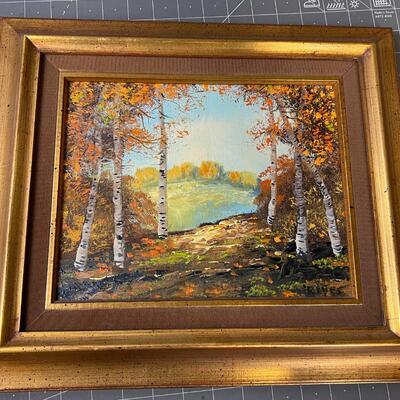 Original Oil Painting , Landscape with aspens 
