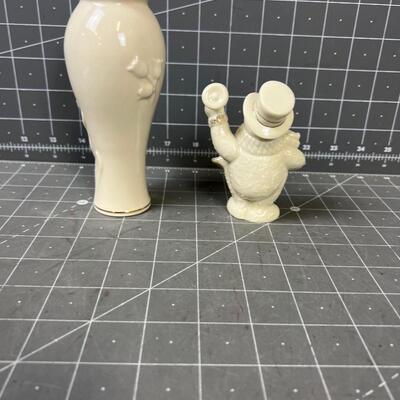 LENOX Snowman Bell Ringer And Vase 