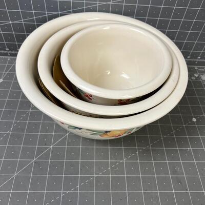 3 Piece Nesting Ceramic Bowl Set Fruit  