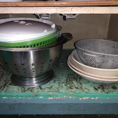 Dishes, Salad Spinner, Colanders, Stainless Steel Mixing Bowls