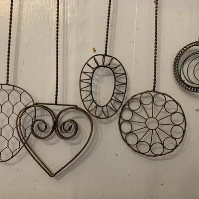 Vintage Muffin Tins, Wall Mounted Hooks with Wired Art