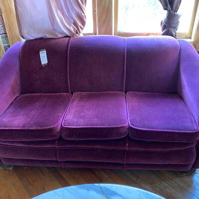Purple Velour Sleeper Sofa
