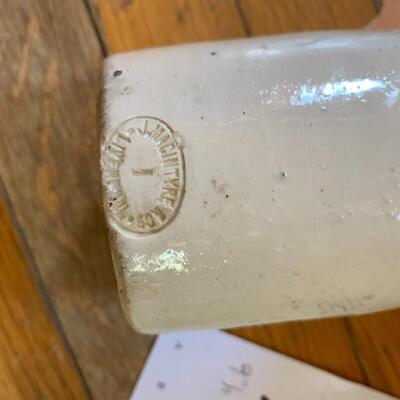 4 Antique J. Macintyre & Co Clay Bottles in Wood Crate with Handle
