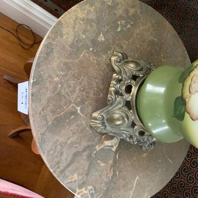 Eastlake Round Lamp Table with Stone Top