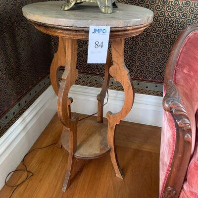 Eastlake Round Lamp Table with Stone Top