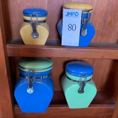Set of 4 Colorful Ceramic Canisters
