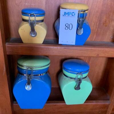 Set of 4 Colorful Ceramic Canisters