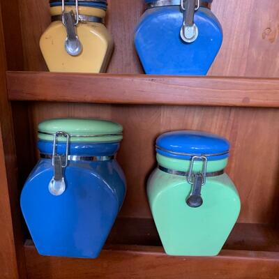 Set of 4 Colorful Ceramic Canisters
