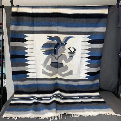 #11 Blue&Gray Tribal Woven Blanket