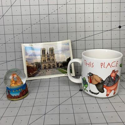 #157 Paris Postcard, Arches Snow Globe & This Place Is A Zoo Mug