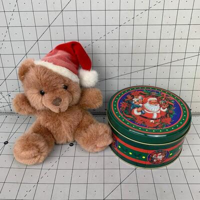 #165 Christmas Tin & Teddy