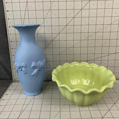 #217 Colorful Vase & Bowl