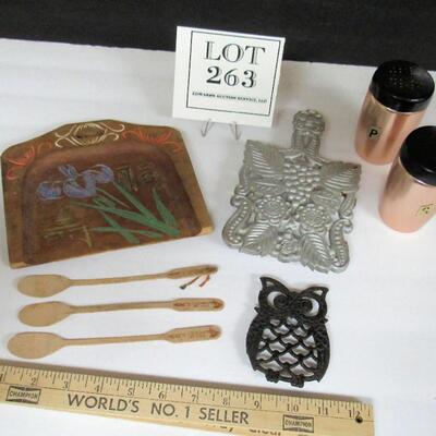 Lot of Misc Kitchen Items, Trivets, Drink Stir Spoons, More