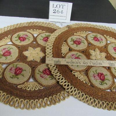 Pretty Needlepoint on Straw or Reed Mats